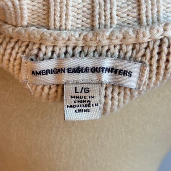 American Eagle Vintage Pastel Chunky Knit Striped Sweater Scoopneck Large - Picture 4 of 8